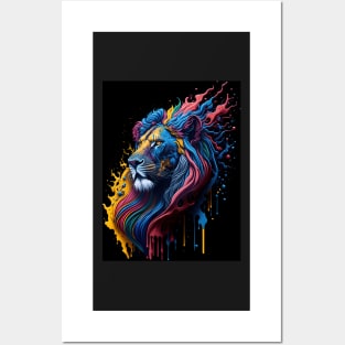 Splash Art of a Lion Posters and Art